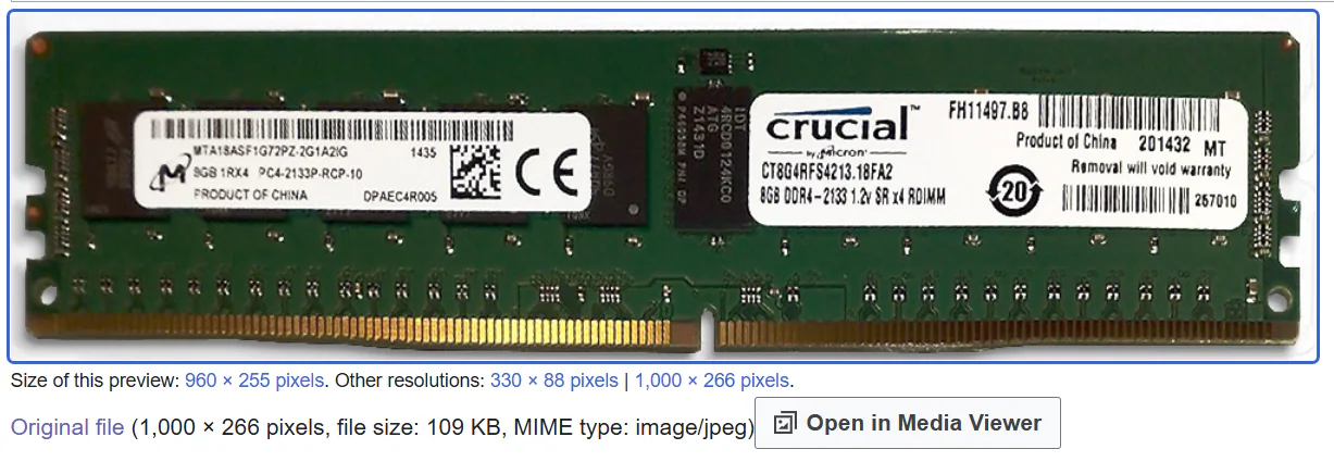 два модуля DDR4-2133 ECC RDIMM емкостью 8 ГБ