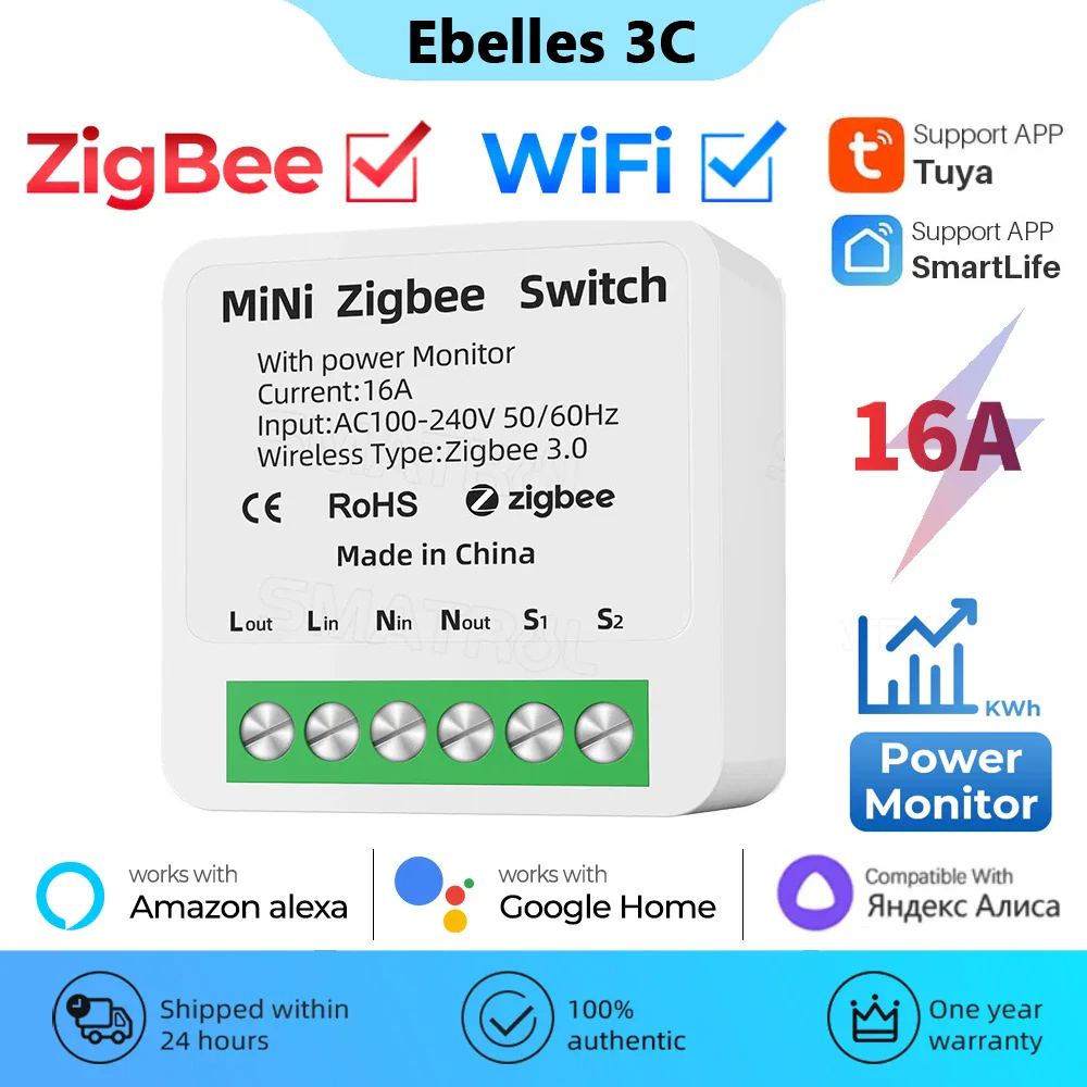 SZKOSTON — умный выключатель Wi-Fi/Zigbee на 16 А