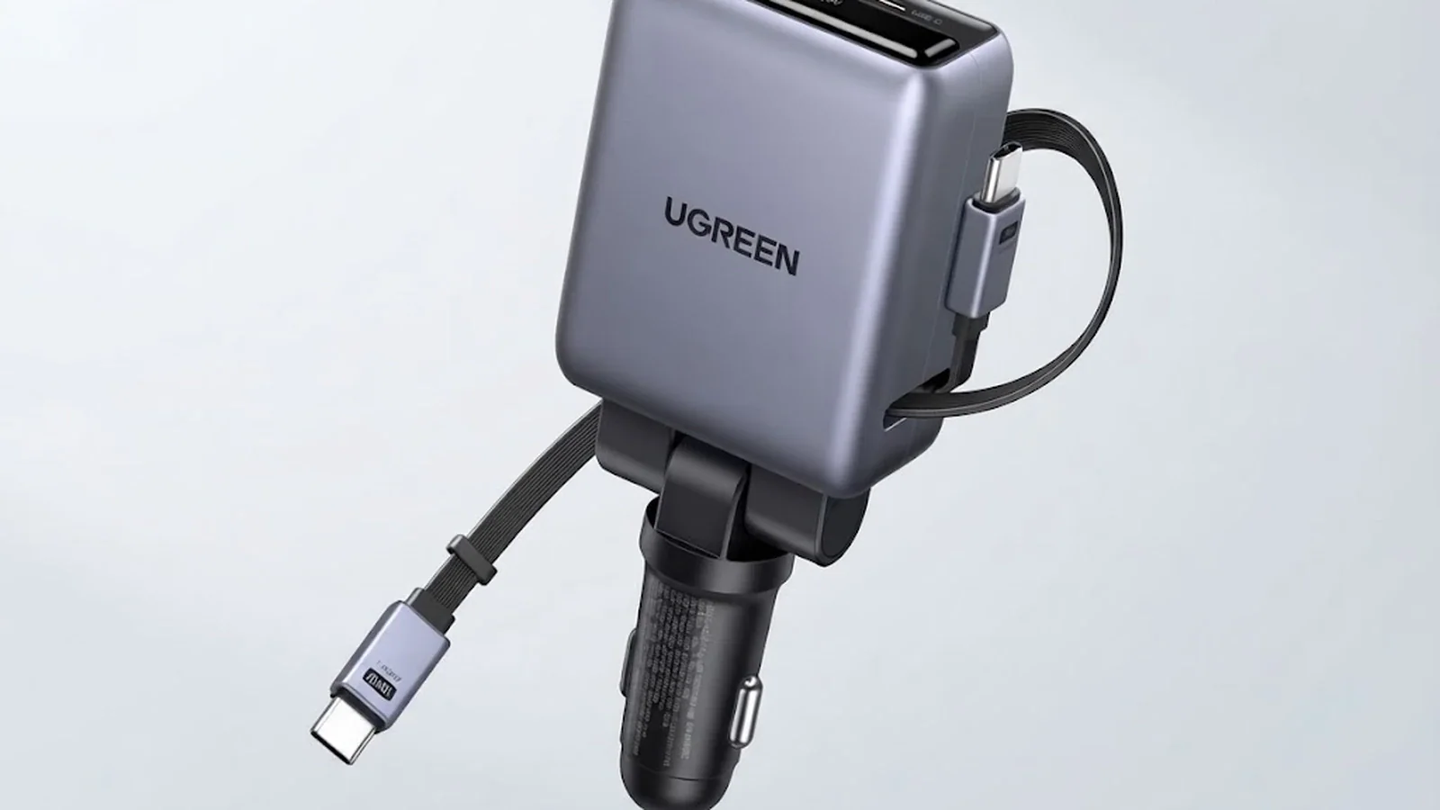 Ugreen выпустила автомобильную зарядку на 150 Вт с двумя втяжными кабелями