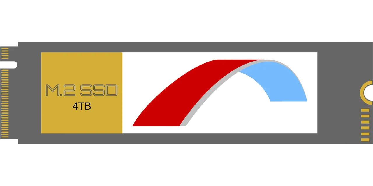 схематичное изображение платы M.2 SSD с микросхемами памяти и контроллера