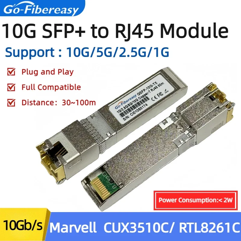 Go-Fibereasy SFP+ 10GBase-T — сетевой модуль с разъемом RJ45