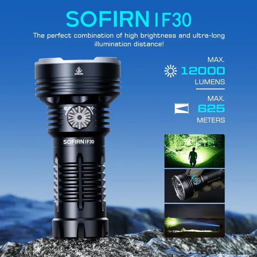 Sofirn IF30 — мощный ручной фонарь с аккумулятором 32650