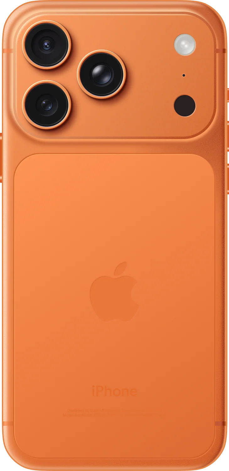 iPhone 17 Pro в цвете Cosmic Orange, актуальное поколение Pro перед презентацией iPhone 18.