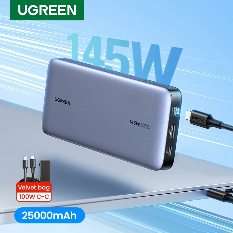 UGREEN 25000 мАч — внешний аккумулятор для ноутбука с USB-C 140 Вт