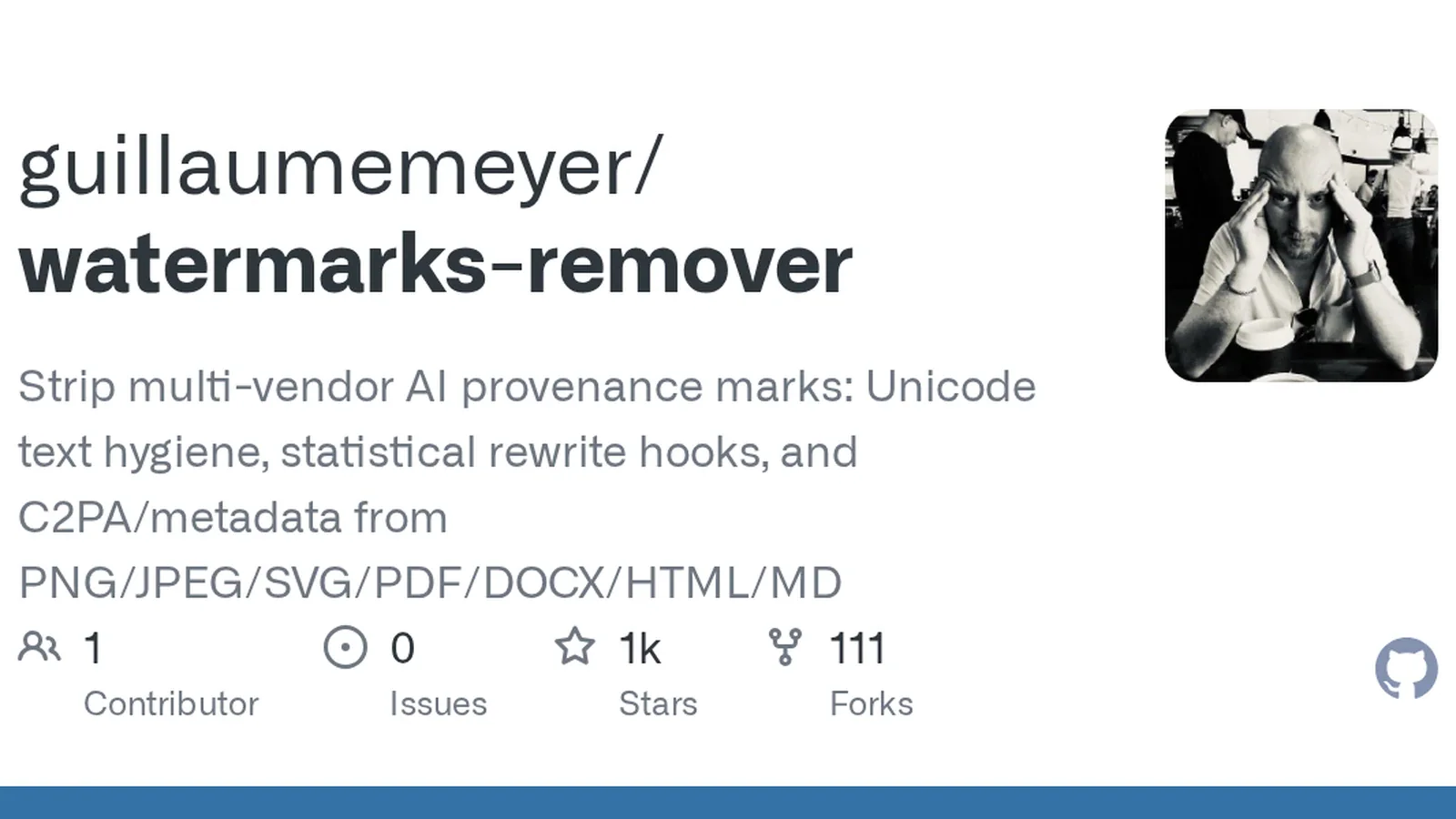 GitHub watermarks-remover очищает AI-метки и данные происхождения файлов