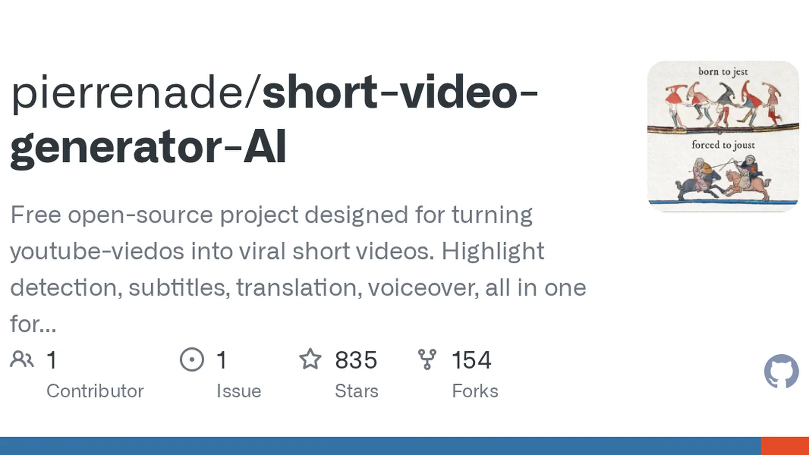 pierrenade/short-video-generator-AI сам ищет фрагменты YouTube-видео для Shorts
